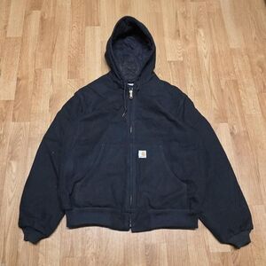 Carhartt Hooded Jacket Quilt Lined Mens Size Large J140 Black